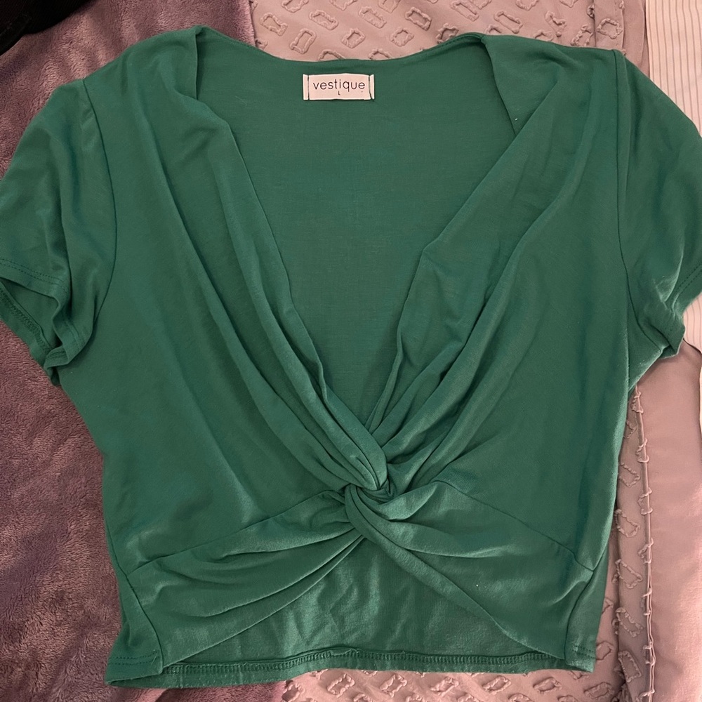 Vestique Green Twist Front Top